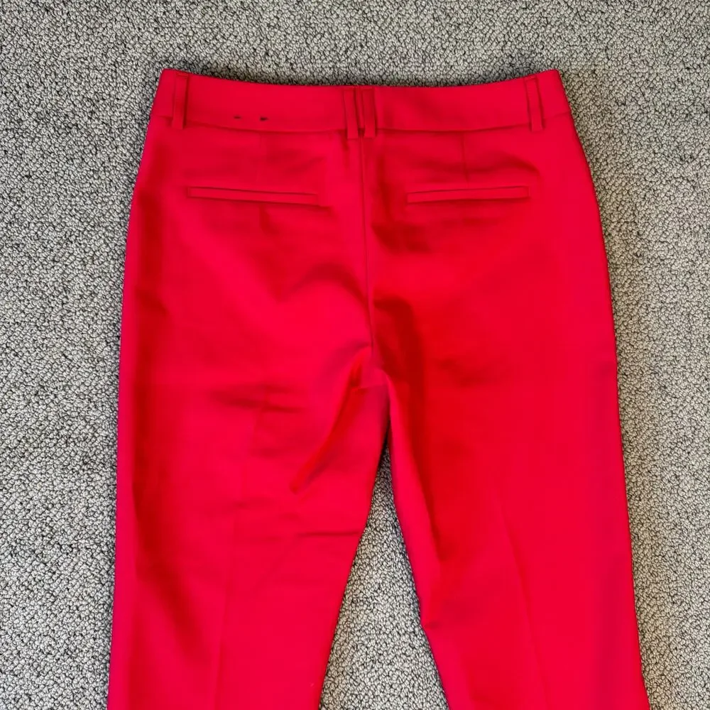 Express Red Editor Studio Stretch Twill Mid Rise Workwear Trousers US Womens 4R - Picture 5 of 8